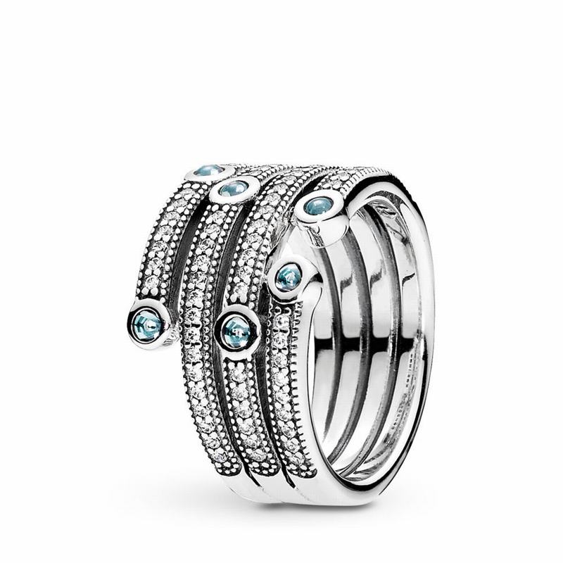 Pandora Shimmering Ocean Statement Ring Ireland - Sterling Silver/Cubic Zirconia - 053179CWQ